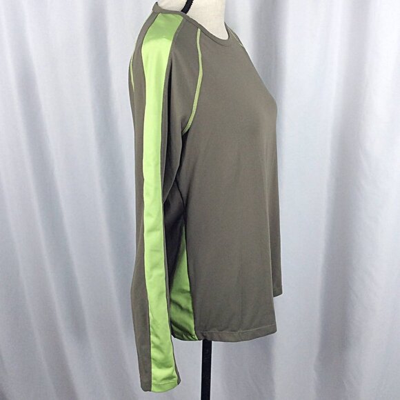 Saucony Running Athletic Top Womens Size Large Brown Green Long Sleeve Crew Neck - Picture 2 of 6